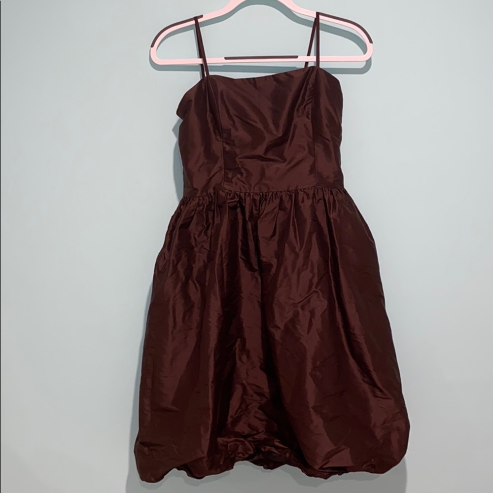 Chocolate Brown Spaghetti Strap Bubble Dress